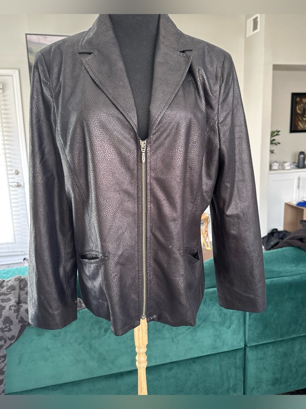 Faux leather top